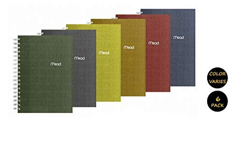 Mead Spiral Notebook, 2 Subject, College Ruled Paper, 120 Sheets, 9-1/2" x 6", Recycled, Assorted Colors, 6 Pack (06674)