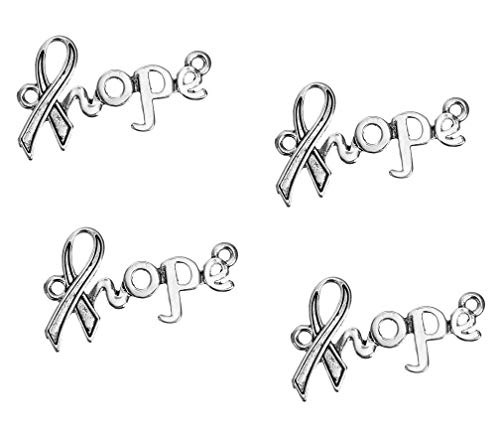 JGFinds Hope Ribbon Connector Message Charm  20 Pack  1 ? Inches Long Silver Tone