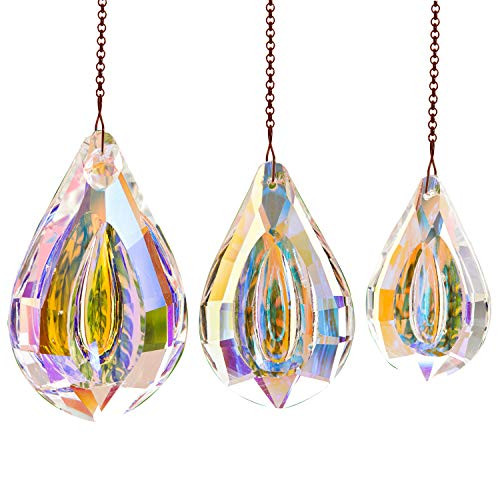 Together-life 3pcs Crystal Suncatcher Prism Pendant Rainbow Maker Hanging Suncatchers with Chain Window Sun Catcher-AB Color- Together-life 3pcs Crystal Suncatcher Prism Pendant Rainbow Maker Hanging Suncatchers with Chain Window Sun Catcher-AB Color-