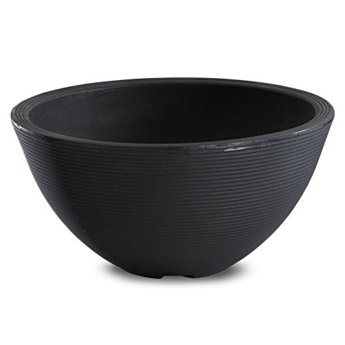 Crescent Garden Delano Planter, 16-Inch, Caviar Black