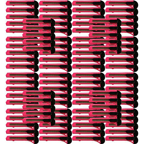 100x Bulk Utility Knife Box Cutters Snap Off Blade Neon Pink