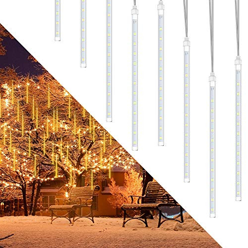 Rain Lights  Meteor Lights  econoLED LED Meteor Shower 192 LEDs 8 Tubes Outdoor Waterproof Drop Icicle Snow Falling Raindrop Cascading String Lights f