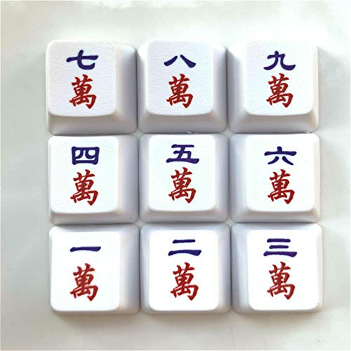 9 keycap Set  Chinese Mahjong Keycaps  Dye-subbed PBT Keycaps  1U Whte Keycaps  DIY keycaps  OEM Keycaps for Gaming Mechanical Keyboard  Custom Keycap
