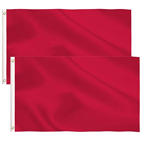 2 Pack Solid Red Flag 3x5 Ft DIY Solid Red Flag with Blank Flags Banner Polyester and Brass Grommets Garden Decoration -Red-