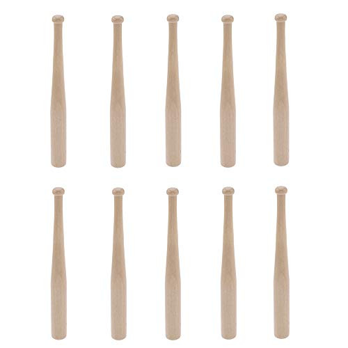 Yushen Unfinished Wooden 6 Inch Mini Baseball Bat for Doll Action Figures Toy Crafts Party Favors Scrapbooking 10 Pieces