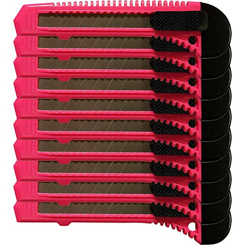 10x Bulk Utility Knife Box Cutters Snap Off Blade Neon Pink