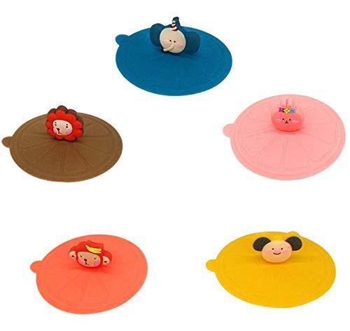 Food Grade Silicone Cup Lids Anti-Dust Creative Animal Mug Cup Cover Airtight Seal Silicone Drink Cup Lids Hot Cup Lids -5 Pack- Food Grade Silicone Cup Lids Anti-Dust Creative Animal Mug Cup Cover Airtight Seal Silicone Drink Cup Lids Hot Cup Lids -5 Pack-