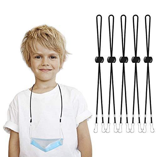 Lorima Mask Lanyard for Kids Adults - 5pcs Adjustable Length Face Mask Lanyard Safety Convenient Mask Lanyards Strap for Women Men with Clips Comforta