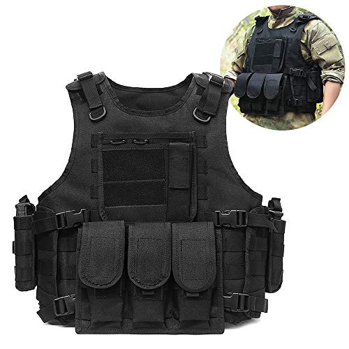 Lixada Tactical Vest Adjustable Outdoor Gear Load Carrier Vest for Hunting Hiking Camping CS Game