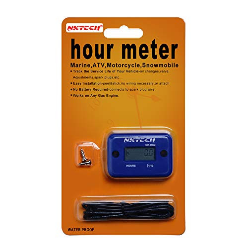 NKTECH NK-HS2 Inductive Hour Meter for Gas Engine Lawn Mover Marine ATV Motorcycle Boat Snowmobile Dirt Bike Outboard Motor Generator Waterproof Hourm