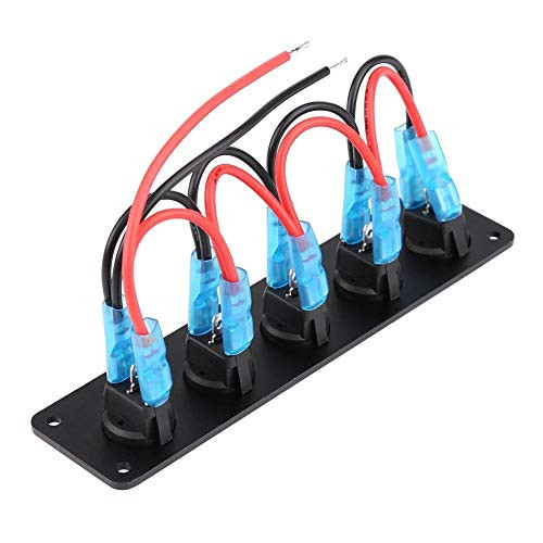Aeloa Toggle Switch Panel  5 Gang Round Dash 3 Pin Rocker Toggle Switch Panel for RV Boat Yacht Marine -12-24V-