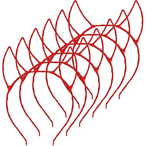 6 Pieces Devil Horn Headbands Halloween Horn Headbands Costume Horns Headband for Women Girls Accessories  Red