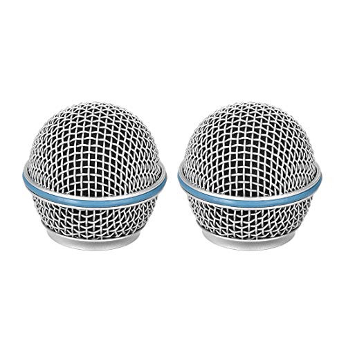 uxcell 2pcs Microphone Ball Head Mesh Grill Metal Windscreen with Black Inside Foam Filter for SM58 BETA58 SM58LC SM58S SA-M30 SV100 UT2 PGX24 SLX2 SL