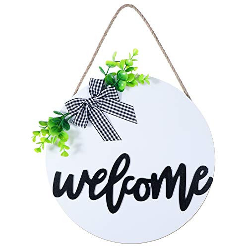 Welcome Sign Rustic Front Door Sign Round Wood Hanging Sign Farmhouse Rustic Welcome Sign Wooden Welcome Door Decor Front Porch Outdoor Hanging Vertic