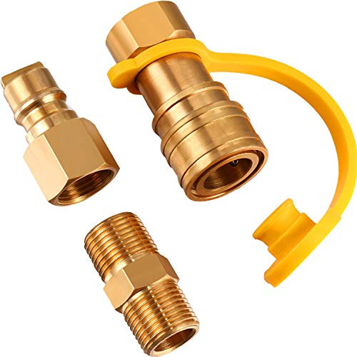 3-8 Inch Natural Gas Quick Connector Brass Propane Adapter Fittings for LP Gas Propane Hose Quick Disconnect Accessories