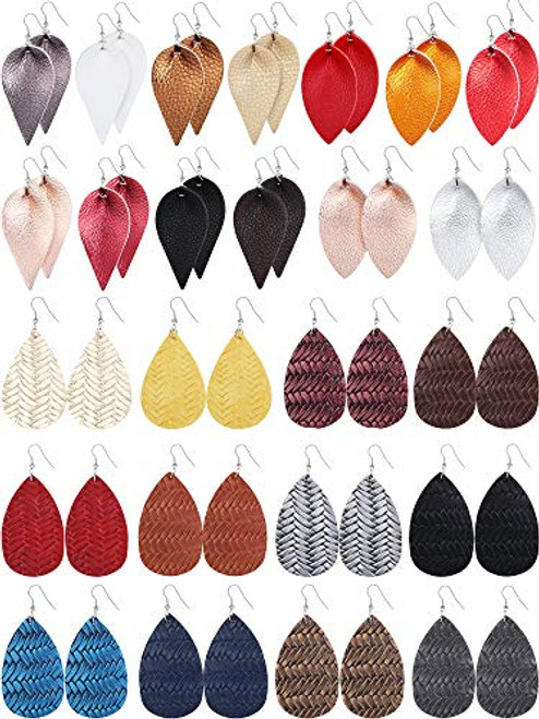 25 Pairs Petal Leather Earrings Teardrop Dangle Earrings Lightweight Leaf Earrings 25 Pairs Petal Leather Earrings Teardrop Dangle Earrings Lightweight Leaf Earrings