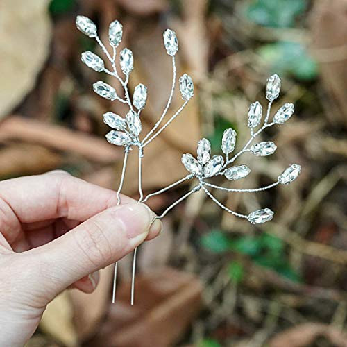 Aukmla Bride Wedding Hair Pins Crystals Hair Piece Rhinestones Bridal Hair Accessories for Bride and Bridesmaids HP-29 -Silvert- Aukmla Bride Wedding Hair Pins Crystals Hair Piece Rhinestones Bridal Hair Accessories for Bride and Bridesmaids HP-29 -Silvert-