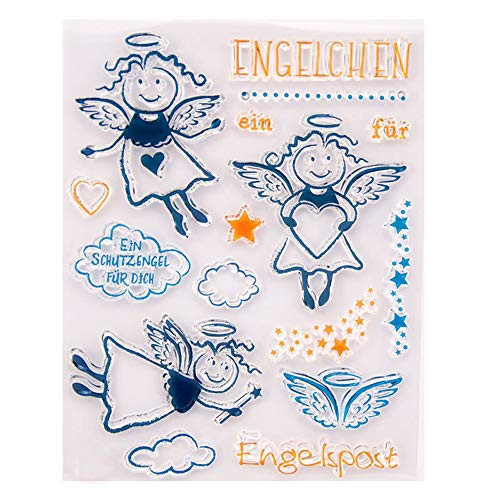 5-5 by 7-11 Inches Angel Star Cloud Letters Clear Rubber Stamps for Scrapbooking Card Making Christmas Thanksgiving Decors