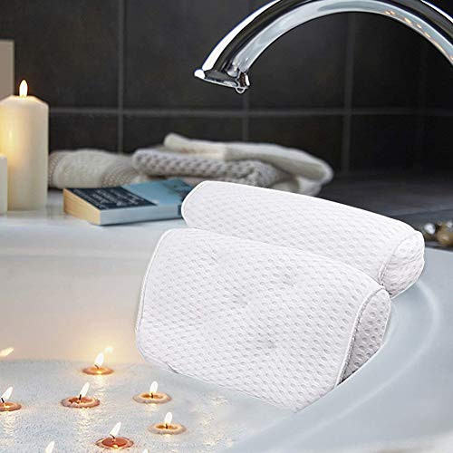 Yueyang Bath Pillow Spa Bathtub Cushion Head Neck Shoulder and Back Support Rest with 4D Air Mesh Technology and 7 Suction Cups  Helps Support Head  B
