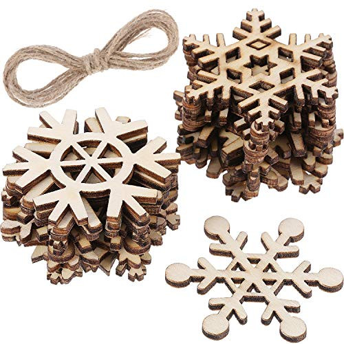 Hestya 50 Pieces Wooden Snowflake Ornaments Unfinished DIY Wood Snowflake Cutouts Christmas Tree Hanging Ornaments with Strings for DIY Christmas Deco Hestya 50 Pieces Wooden Snowflake Ornaments Unfinished DIY Wood Snowflake Cutouts Christmas Tree Hanging Ornaments with Strings for DIY Christmas Deco
