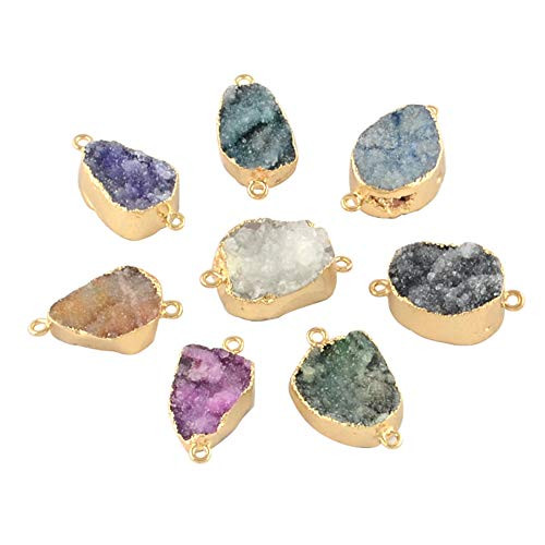 arricraft 5pcs Golden Plated Dyed Natural Druzy Agate Links with Iron Findings for Necklace Bracelet Jewelry Making arricraft 5pcs Golden Plated Dyed Natural Druzy Agate Links with Iron Findings for Necklace Bracelet Jewelry Making
