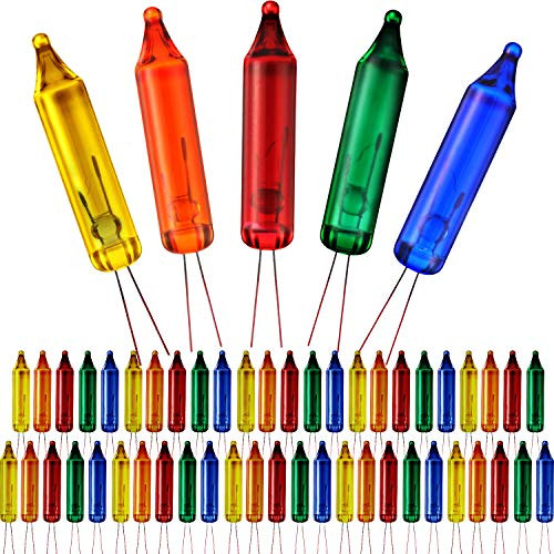 Mudder 60 Count Replacement Bulbs  Wire Christmas Light Set Mini Xmas Light Christmas Decorations  2-5 Volt  RBG-25M -Clear- -Red  Yellow  Blue  Green