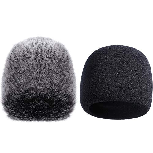 Mic Cover Foam Microphone Windscreen with Furry Windscreen Muff for Blue Yeti  Yeti Pro Condenser Microphone -2 Pack-