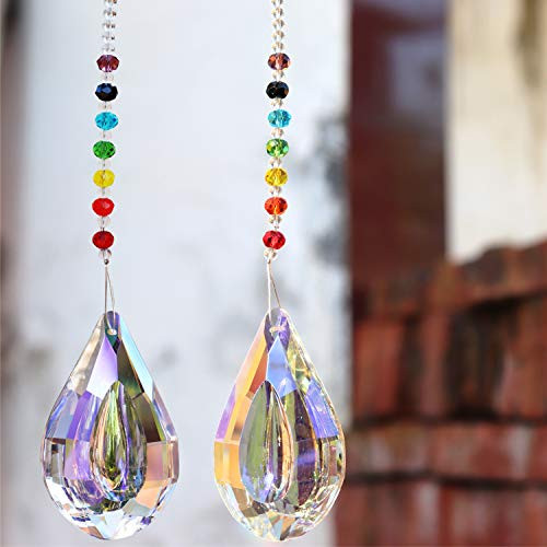 Together-life 2 Pack Crystal Suncatcher Prism Hanging Chandelier Pendant Rainbow Maker with Colorful Beads Chain for Window Sun Catcher 76mm-3Inch Together-life 2 Pack Crystal Suncatcher Prism Hanging Chandelier Pendant Rainbow Maker with Colorful Beads Chain for Window Sun Catcher 76mm-3Inch
