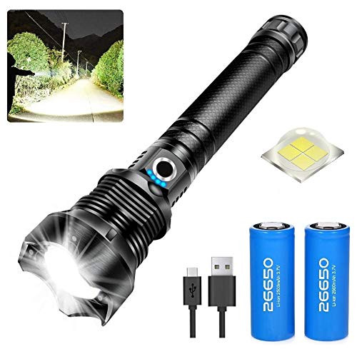 BRIGHTEK High Powered Rechargeable Flashlight XHP70 LED  Waterproof  Zoomable 3 Modes  Most Powerful High Lumens Flashlights  Tactical Torch light  Be