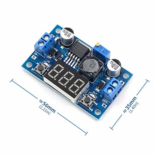QEBIDUM LM2596S DC-DC Buck Converter DIY 4-40V to 1-25-37V Step-Down Regulator Power Module Volt Stabilizer with LED Voltmeter Display