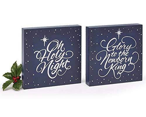 burton-BURTON Christmas Carol Wood Block Signs  Set of 2