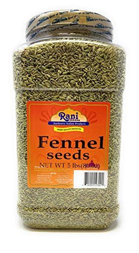 Rani Fennel -Saunf- Seeds Whole  Indian Spice 5lbs -80oz- PET Jar  All Natural ~ Gluten Free Ingredients - NON-GMO - Vegan - Indian Origin