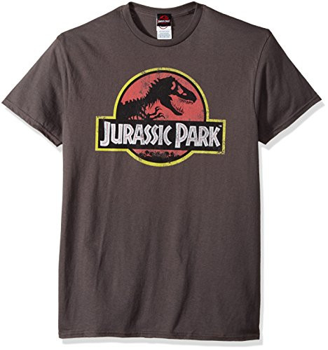 Jurassic Park Mens Movie Logo T-Shirt  Charcoal  Large