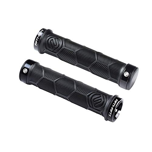 FIFTY-FIFTY Double Lock-On Mountain Bike Grips  Bicycle Handlebar Locking Grips  Non-Slip MTB Handle Grips -Black- FIFTY-FIFTY Double Lock-On Mountain Bike Grips  Bicycle Handlebar Locking Grips  Non-Slip MTB Handle Grips -Black-