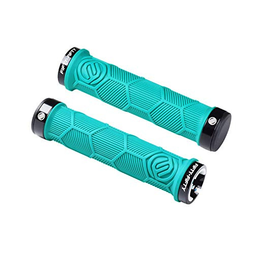 FIFTY-FIFTY Double Lock-On Mountain Bike Grips  Bicycle Handlebar Locking Grips  Non-Slip MTB Handle Grips -Turquoise- FIFTY-FIFTY Double Lock-On Mountain Bike Grips  Bicycle Handlebar Locking Grips  Non-Slip MTB Handle Grips -Turquoise-
