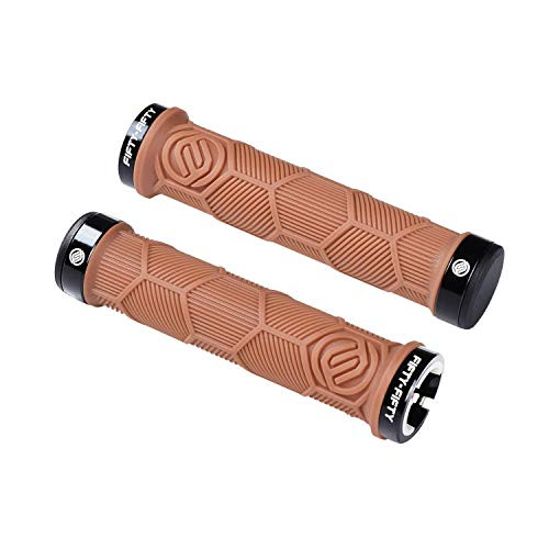 FIFTY-FIFTY Double Lock-On Mountain Bike Grips  Bicycle Handlebar Locking Grips  Non-Slip MTB Handle Grips -Brown- FIFTY-FIFTY Double Lock-On Mountain Bike Grips  Bicycle Handlebar Locking Grips  Non-Slip MTB Handle Grips -Brown-