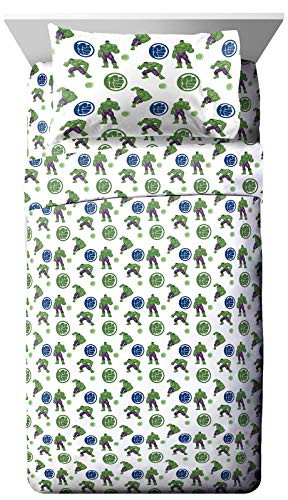 Jay Franco Marvel Hulk Fist Twin Sheet Set - 3 Piece Set Super Soft and Cozy Kids Bedding - Fade Resistant Microfiber Sheets -Official Marvel Product