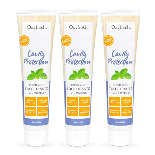 Oxyfresh Cavity Protection Fresh Mint Fluoride Toothpaste - Low Abrasion Anticavity Toothpaste for Sensitive Teeth and Gums All-Day Fresh Breath -3-5 Oxyfresh Cavity Protection Fresh Mint Fluoride Toothpaste - Low Abrasion Anticavity Toothpaste for Sensitive Teeth and Gums All-Day Fresh Breath -3-5