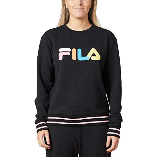 Fila Womens Terry Crewneck Sweatshirt -Black-Candy Pink  Medium-