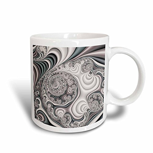 3dRose Pretty Pearl Satin Abstract Fractal Digital Art Ceramic Mug  15 oz  White