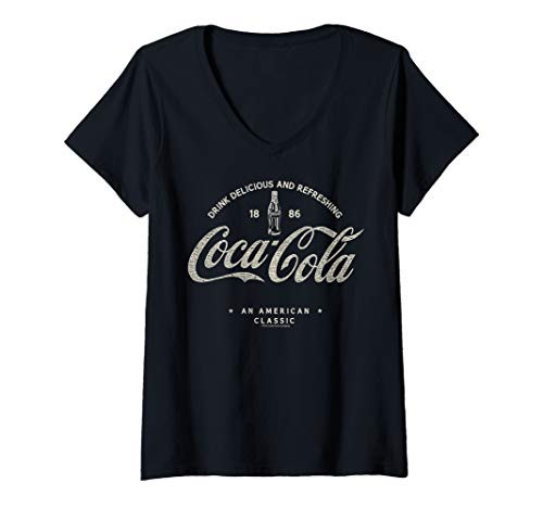 Womens Coca-Cola 1886 An American Classic Logo V-Neck T-Shirt