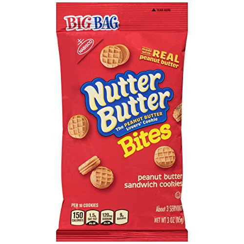 Nutter Butter Bites Peanut Butter Sandwich Cookies - Big Bag  3 Ounce -Pack of 12-