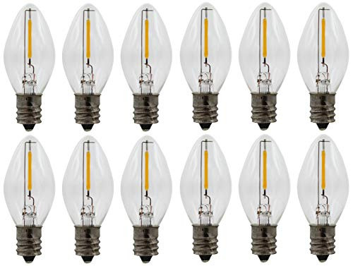 12-Pack LED Night Light Bulbs  Replacement Night Light Bulb 7W Equivalent  C7 Candelabra Base  for Flea Traps  Indoor and Outdoor Christmas Light Stri