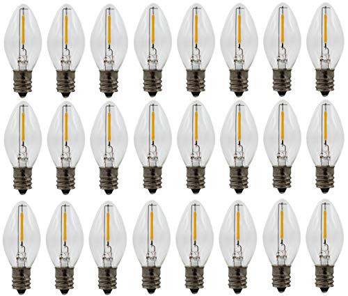 -25-Pack- C7 LED Replacement Night Light Bulb 7W Equivalent  C7 Candelabra Base Night Light Bulbs  Type C for Flea Traps  Christmas Light Strings  Ele