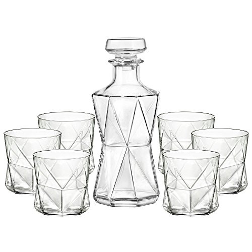 Bormioli Rocco 7 Piece Cassiopea Decanter & Rocks Set