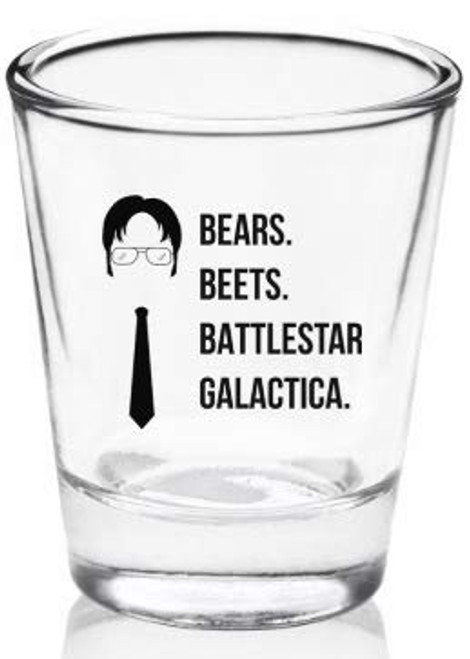Bears Beets Battlestar Galactica Shot Glass - The Office Merchandise | Funny Dwight Schrute Novelty Gift for Men and Women - Dunder Mifflin Inspired Shot Glasses Bears Beets Battlestar Galactica Shot Glass - The Office Merchandise | Funny Dwight Schrute Novelty Gift for Men and Women - Dunder Mifflin Inspired Shot Glasses
