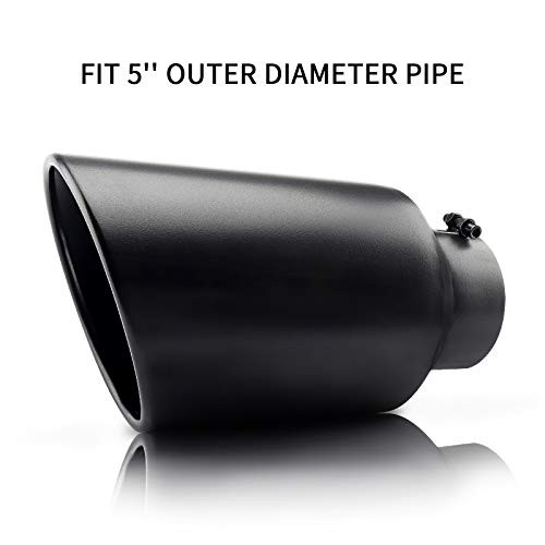 5 Inlet Black Exhaust Tip MONOKING Universal Bolt On Exhaust Tips for Truck Car Tailpipes 5 Inlet 8 Outlet 15 Long