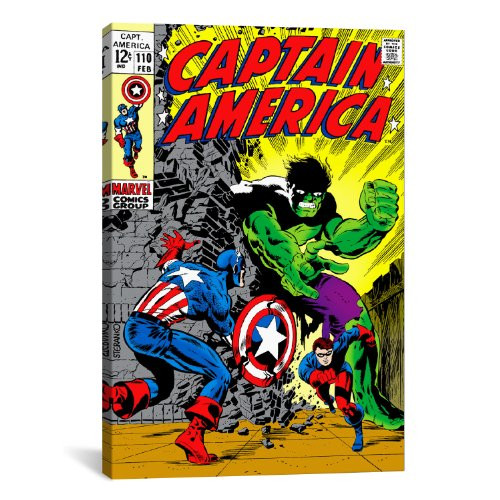 iCanvasART Marvel Comic Book Captain America Issue Cover No.110 Canvas Art Print, 18 by 12-Inch
