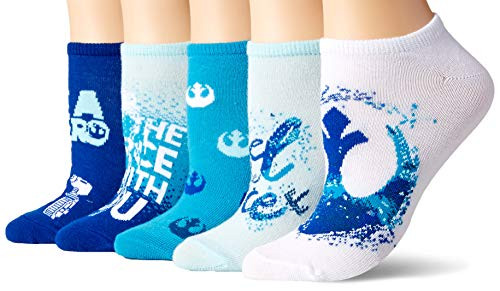 Star Wars womens Star Wars 5 Pack No Show Casual Sock  Assorted Blue Multi  9 11 US