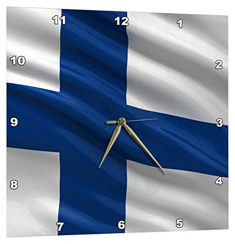 3dRose Flag of Finland Waving in The Wind - Wall Clock  13 by 13-Inch -DPP-180282-2-